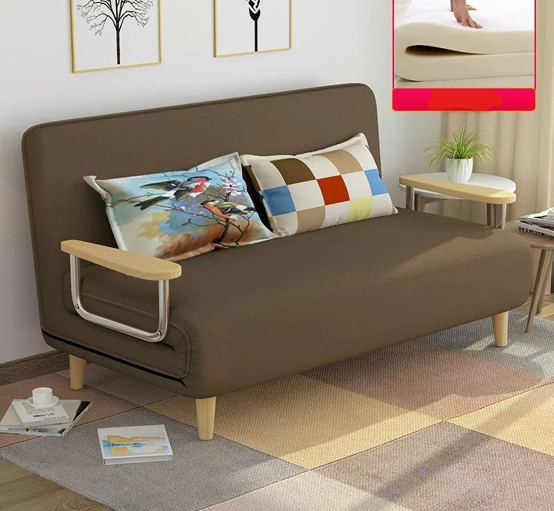 Luxury Solid Wood Sofa in Light Brown, Blue, Gray, Beige, and Orange with Premium Cotton-Linen Upholstery fyj-1246