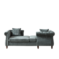 81-inch Chenille Face-to-face Chaise Lounge with Two Pillows,Nailhead trim,Button Tufted Design and Rolled Arms for Lounge, Living room and Office