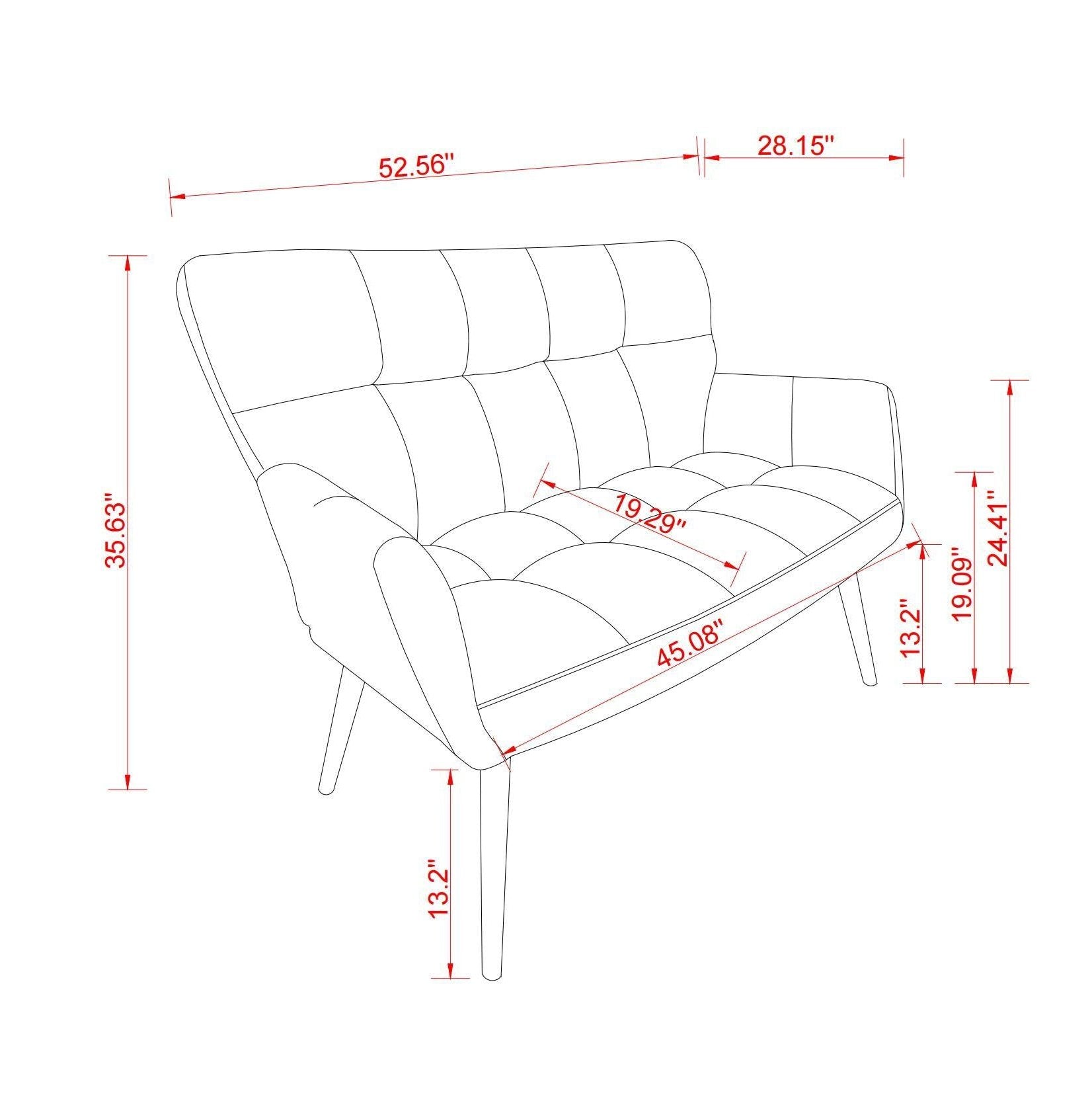 52'' Small Loveseat Sofa, Couch 2-Seater with Quilting Backs for Living Room, Bedroom and Small Space (COLOR:BROWN)