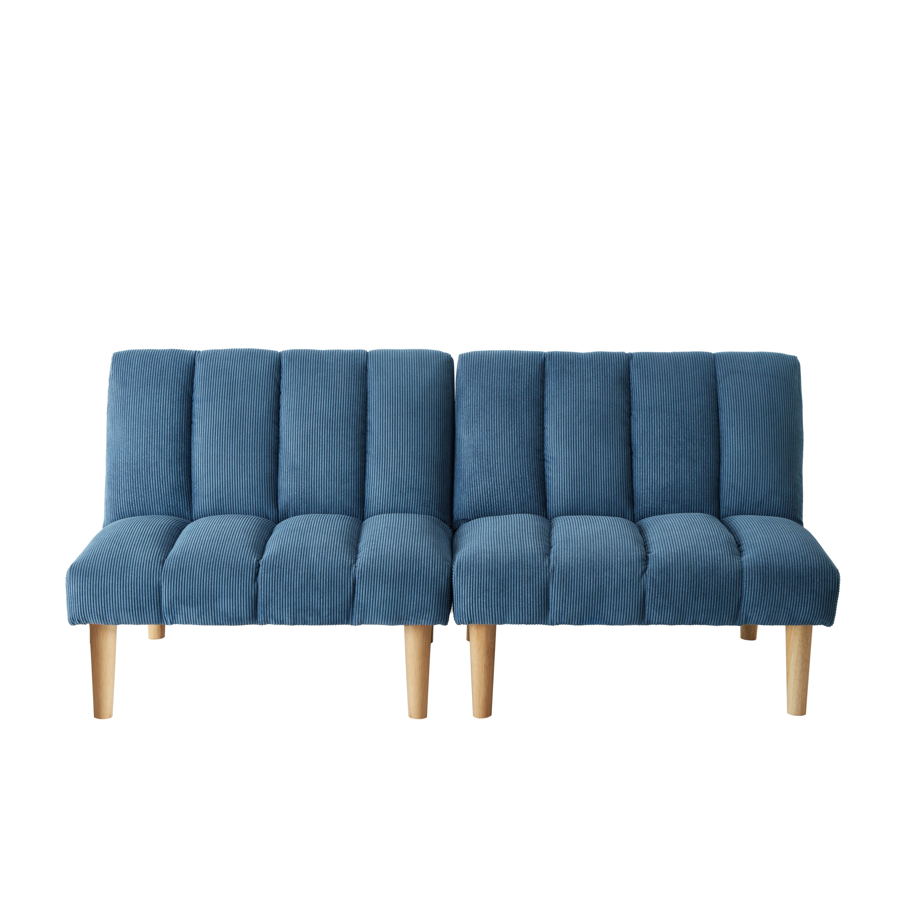 Corduroy fabric, wooden legs convertible sofa bed (Color:Blue)