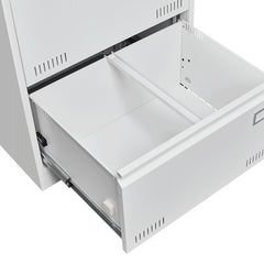 Filing Cabinet Lateral File Cabinet 2 Drawer, White Filing Cabinets with Lock, Locking Metal File Cabinets Three Drawer Office Cabinet for Legal/Letter/A4/F4 Home Offic