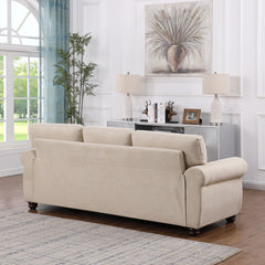 Beige Chenille 3-Seater Sofa