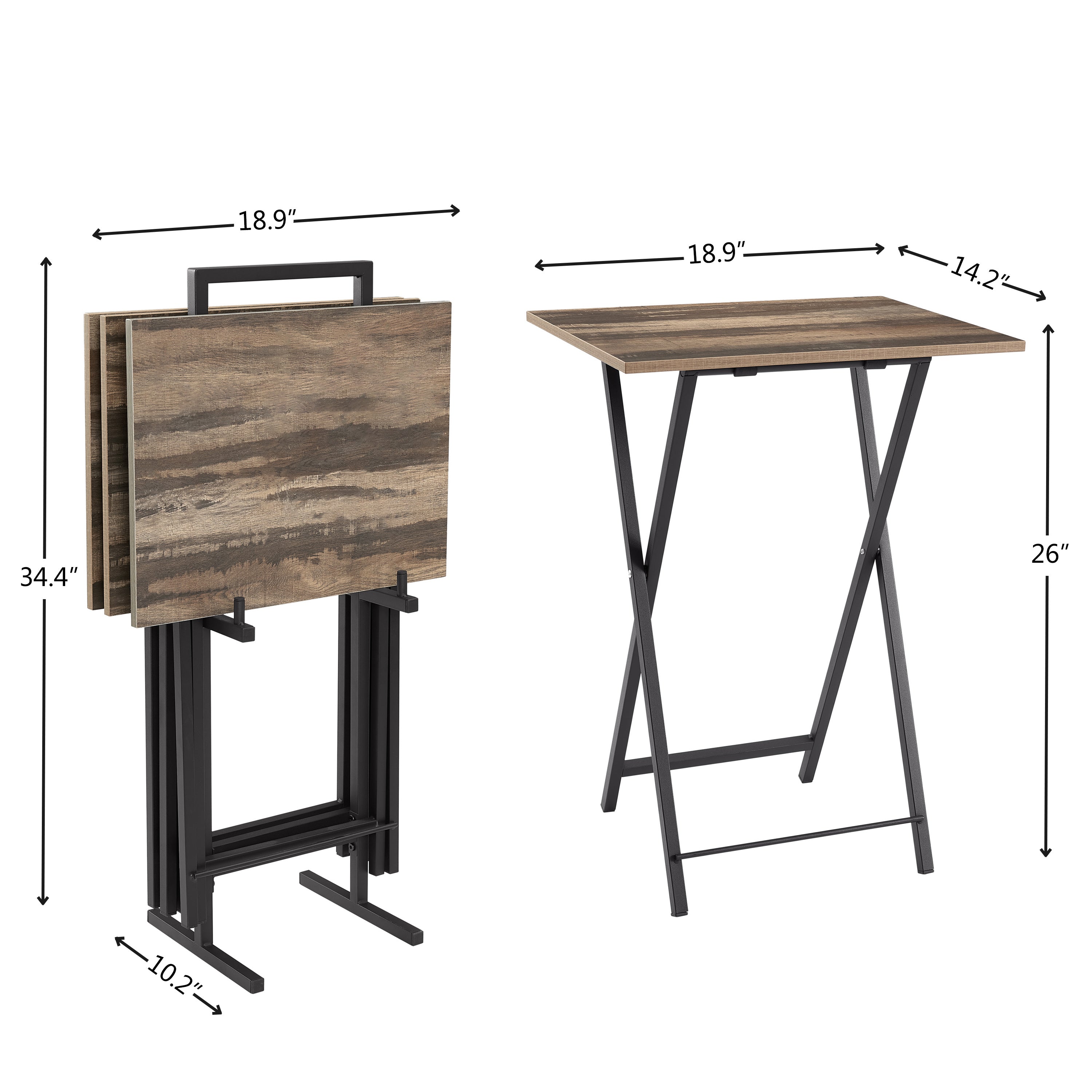 Set of 4 Folding TV Trays with Stand, Space-Saving Snack Table Set