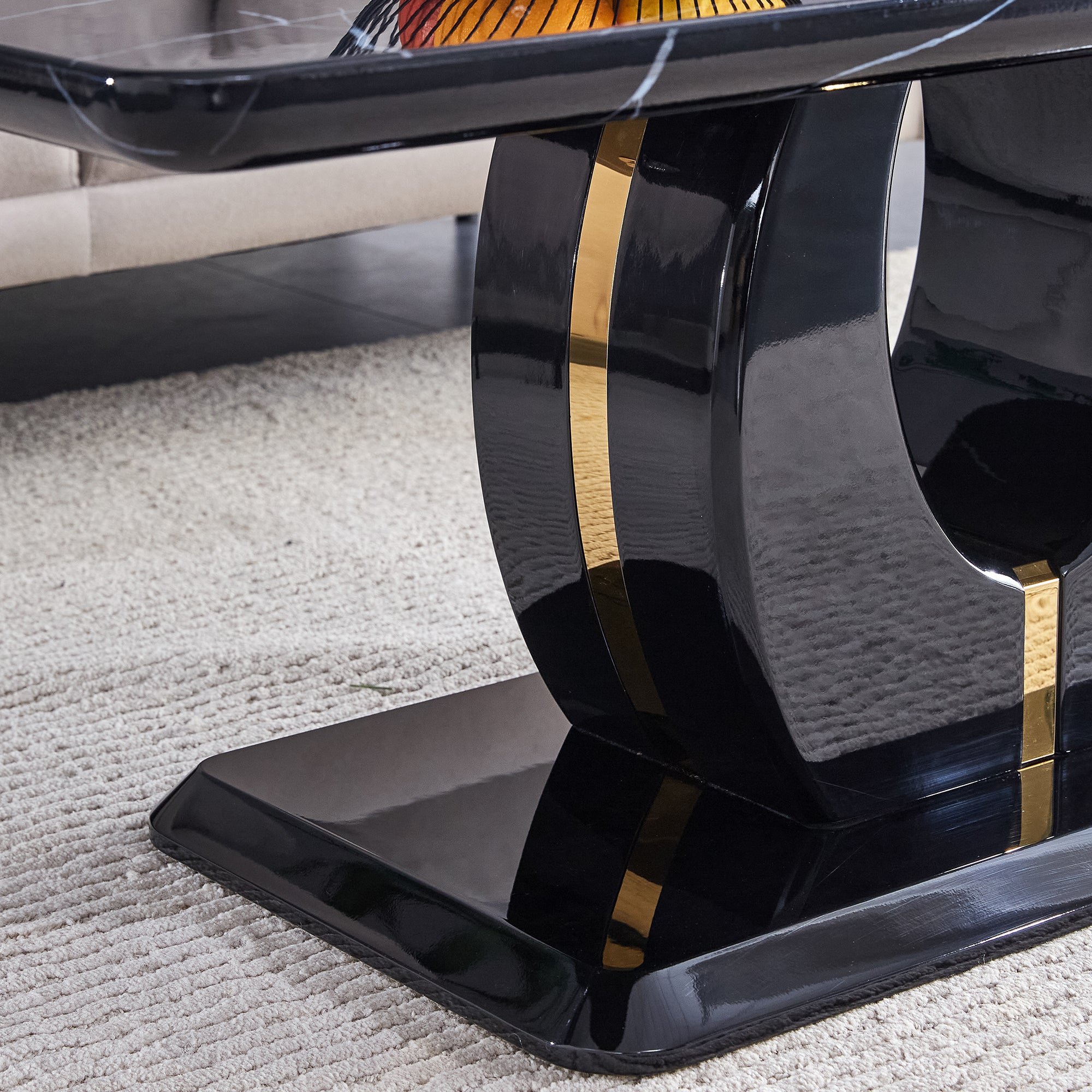 47"Modern Black Multifunctional Coffee Table for Living Rooms