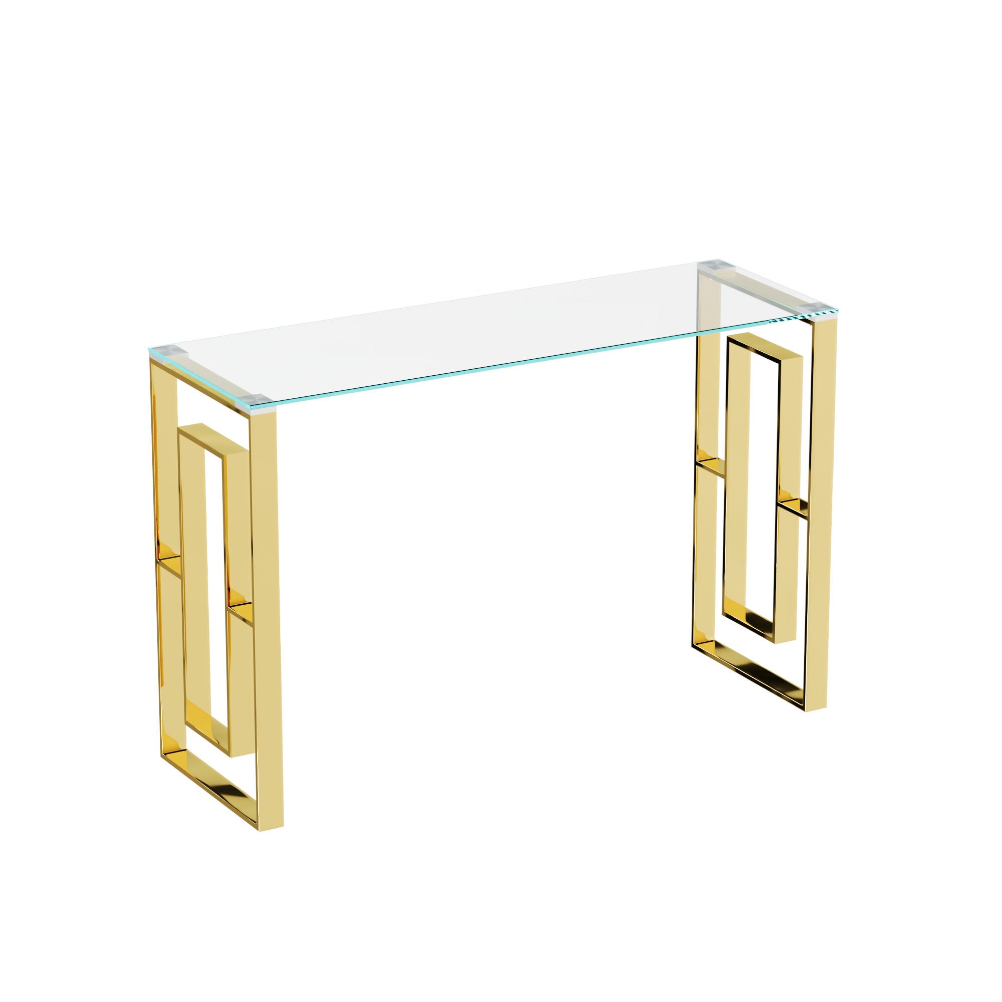 Console Table Stainless Steel Glass,Meal side table Golden Clear