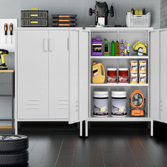 Suitable for steel storage cabinets in living rooms, kitchens, and bedrooms, 2 door miscellaneous storage cabinet, garage tool storage cabinet, and office file cabinet 2 movable partitions