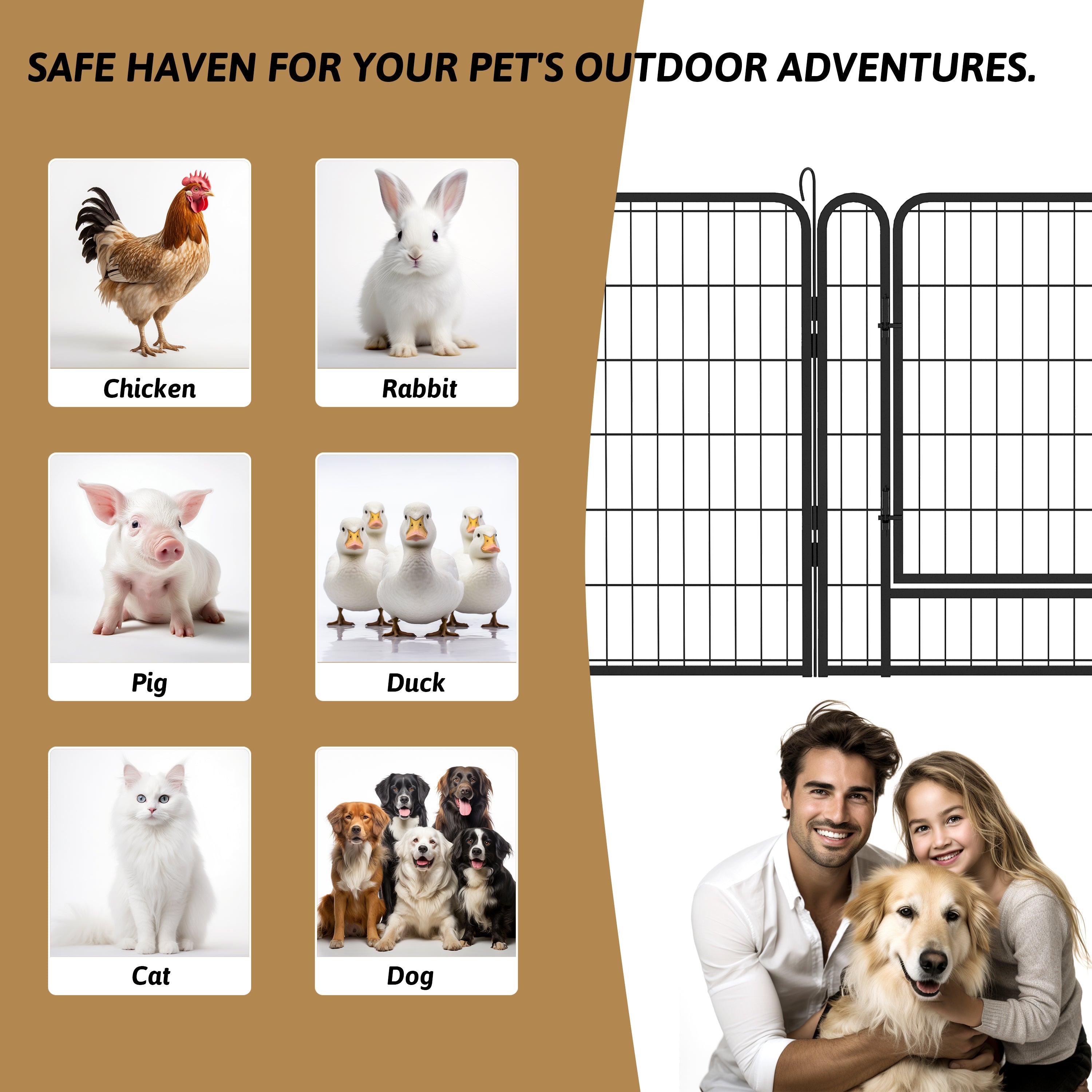 6-Panel Heavy-Duty Dog Playpen, 31.7" Tall Foldable Pet Fence with Door