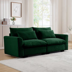 Modern Sofa 2 Seater Corduroy Fabric Sofa with Armrests for Apartment Living Room, Green