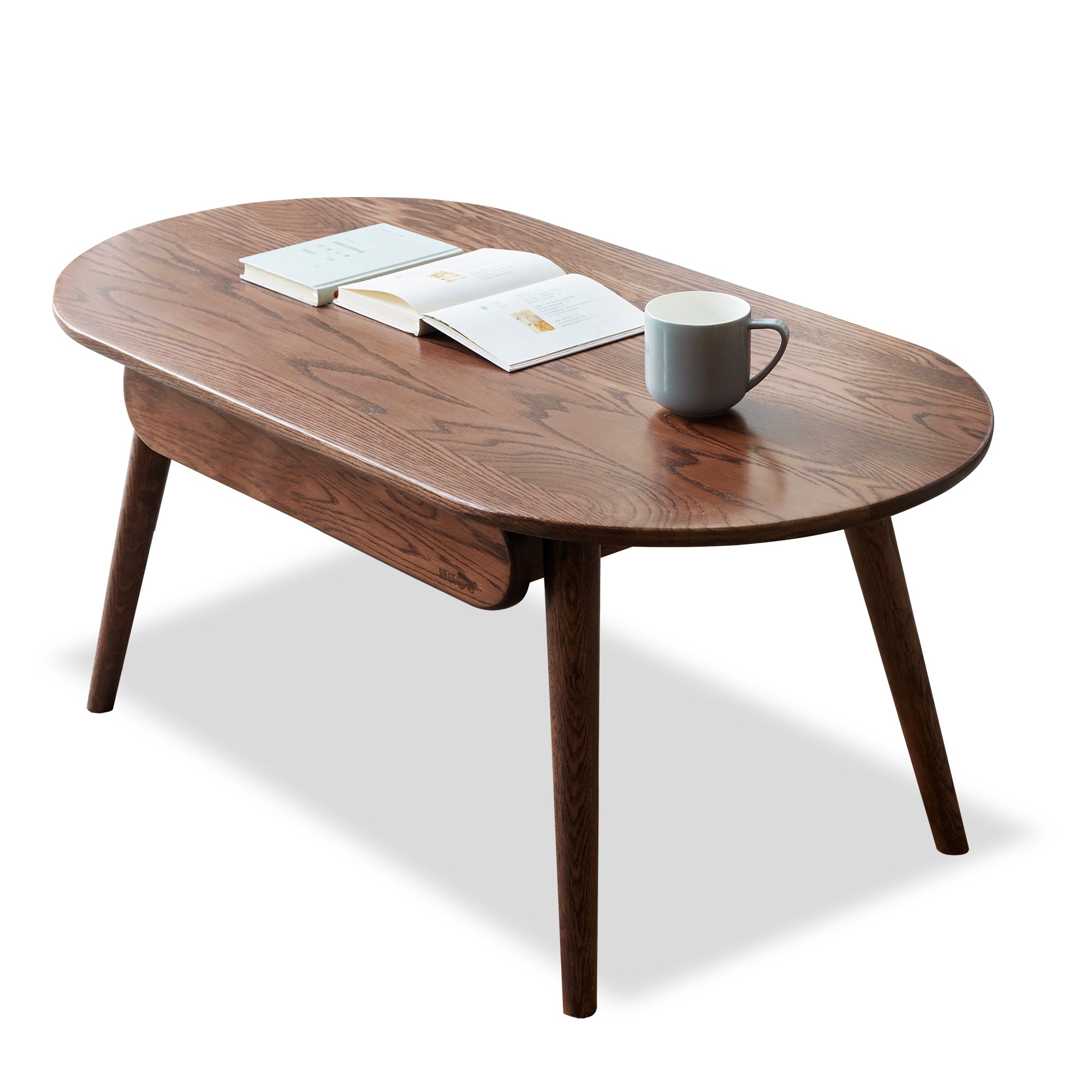 39.37" Coffee Table with Drawers with Natural Wood Finish - Versatile as Study Desk