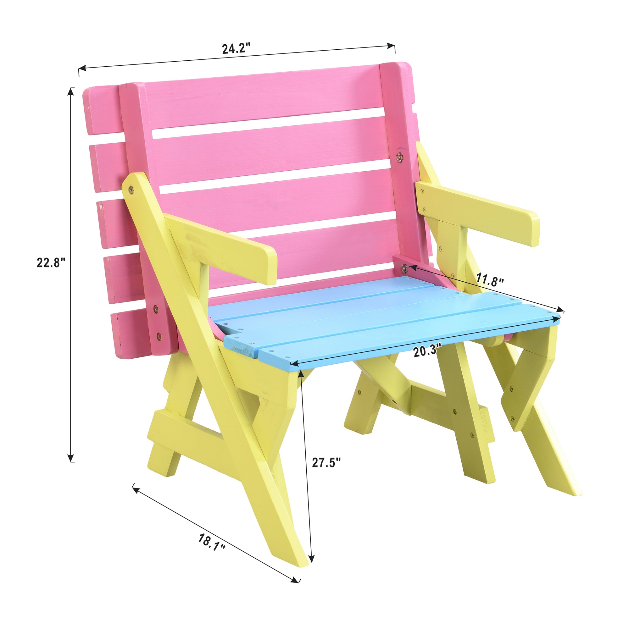 KID'S MULTI-FUNCTIONAL ARM CHAIR,TABLE+ 2 BENCHES (All-in-one)