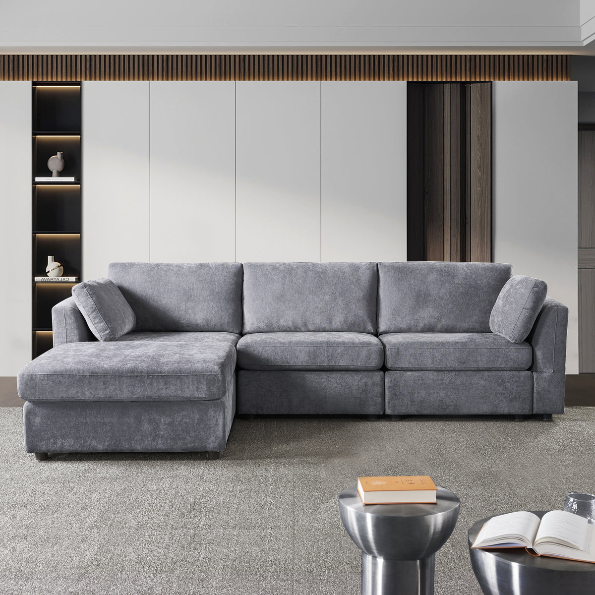 modular GREY  sofa  fabric,  simple and grand, the seat and back is very soft. this is also a KNOCK DOWN sofa