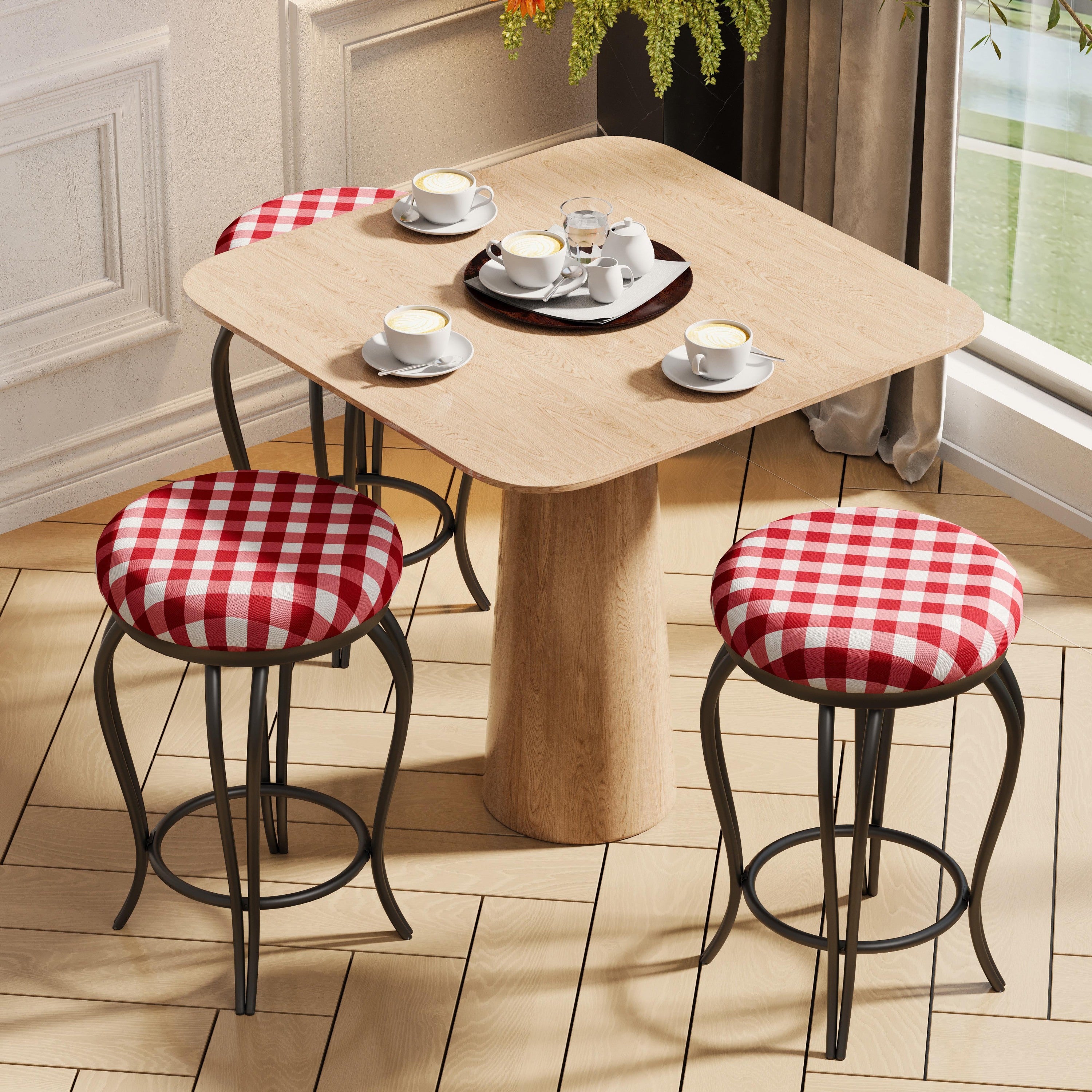 Set of 2 Bar Stools, 25.5" Industrial Counter Chairs with Footrest
