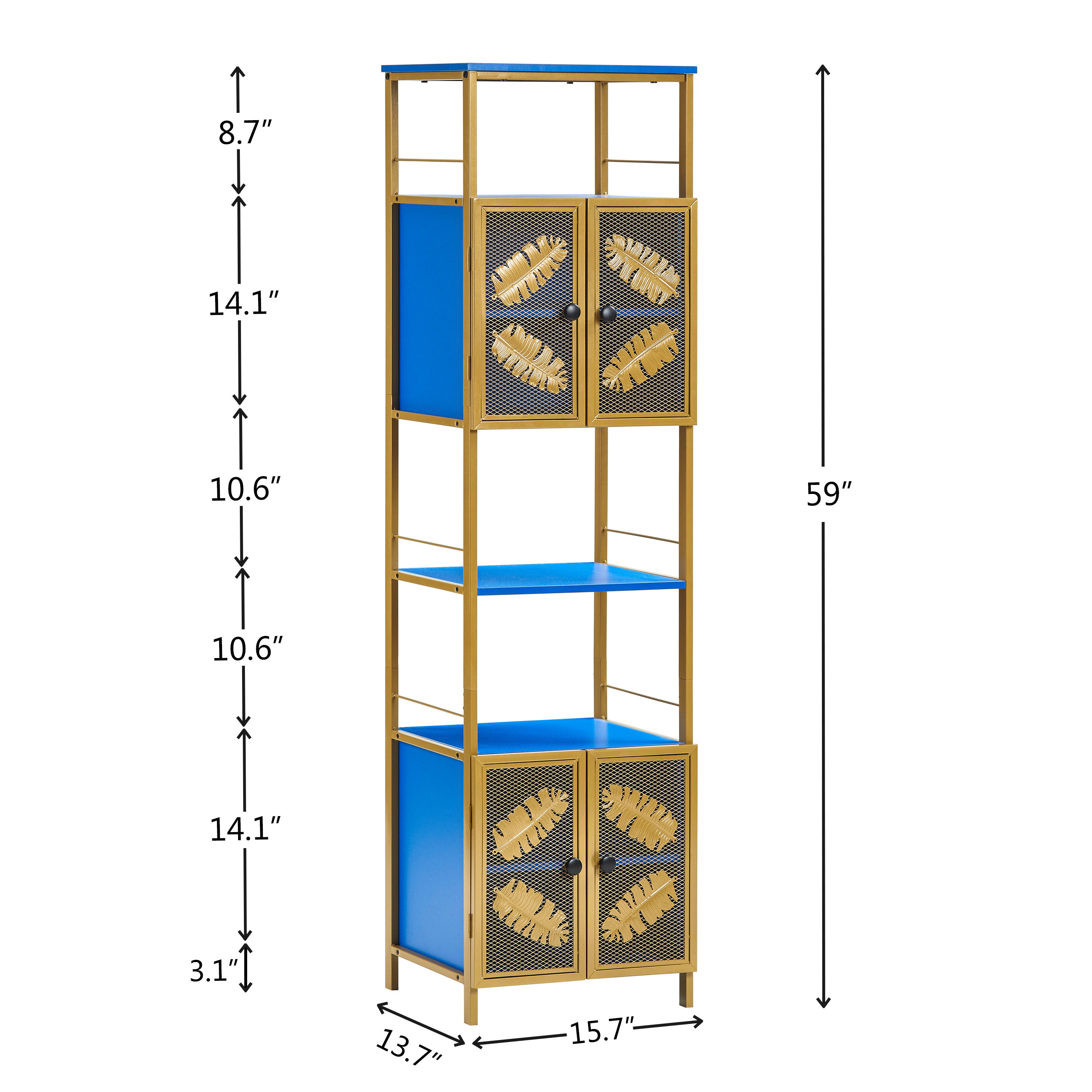Tall Floor Storage Cabinet with Open & Closed Compartments