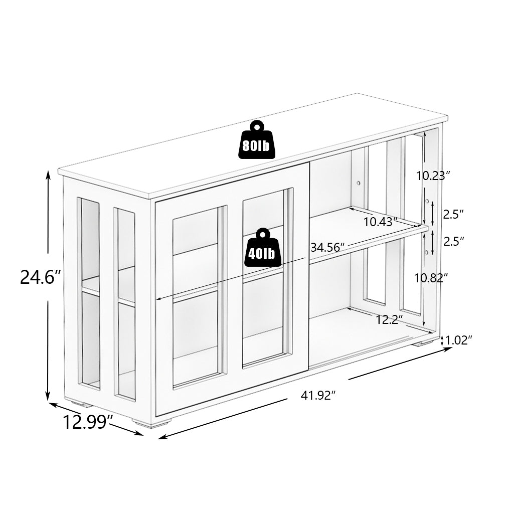 Modern Black MDF Sideboard with Slide Glass Doors for Storage - Ideal Design for Dining Room