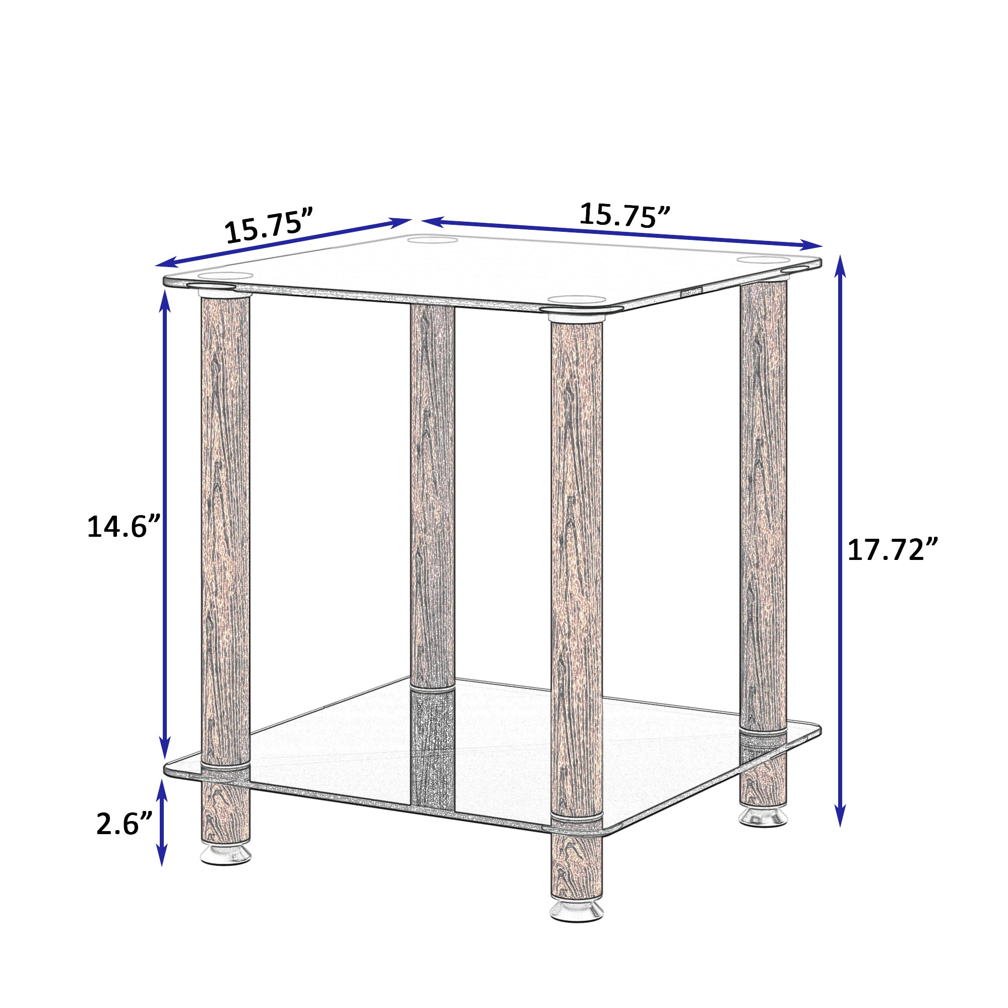 1-Piece Black + Walnut Side Table , 2-Tier Space End Table ,Modern Night Stand, Sofa table, Side Table with Storage Shelve