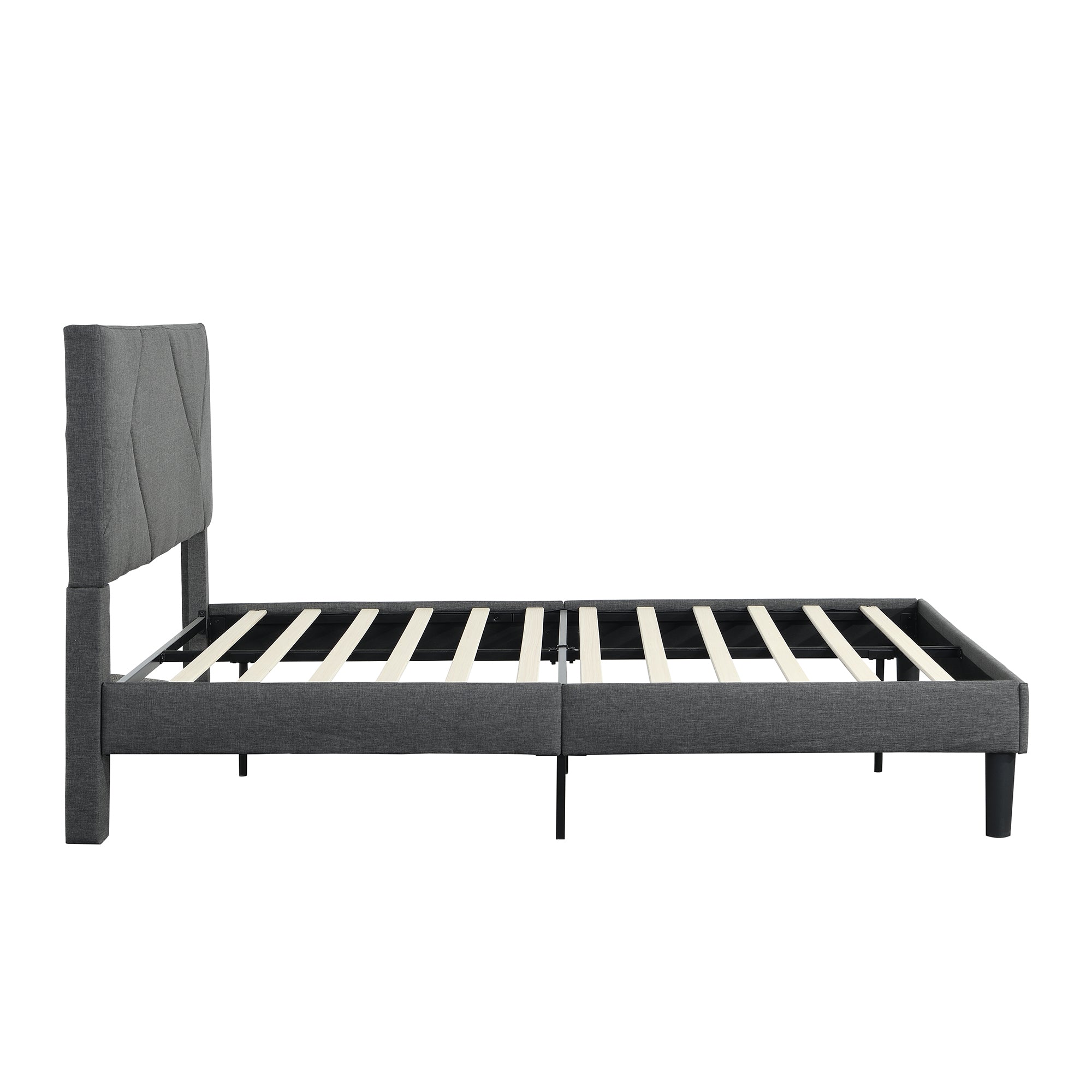 Queen Size Upholstered Platform Bed Frame ,Wood Slat Support, Easy Assembly,Grey