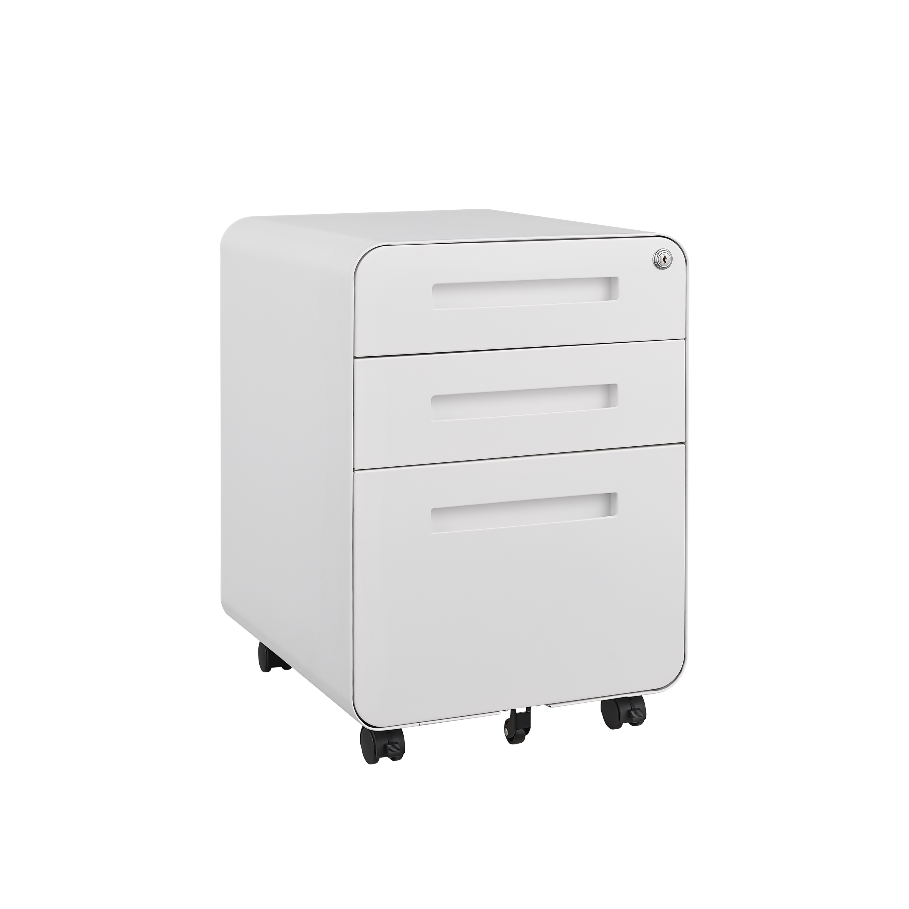 3 Drawer Mobile File Cabinet Under Desk Office,Simple Style Versatile Storage Cabinet for Legal/Letter/A4 Files, 5 Wheel Design Anti-Tilting Cold Rolled Steel Waterproof Moisture-Proof White