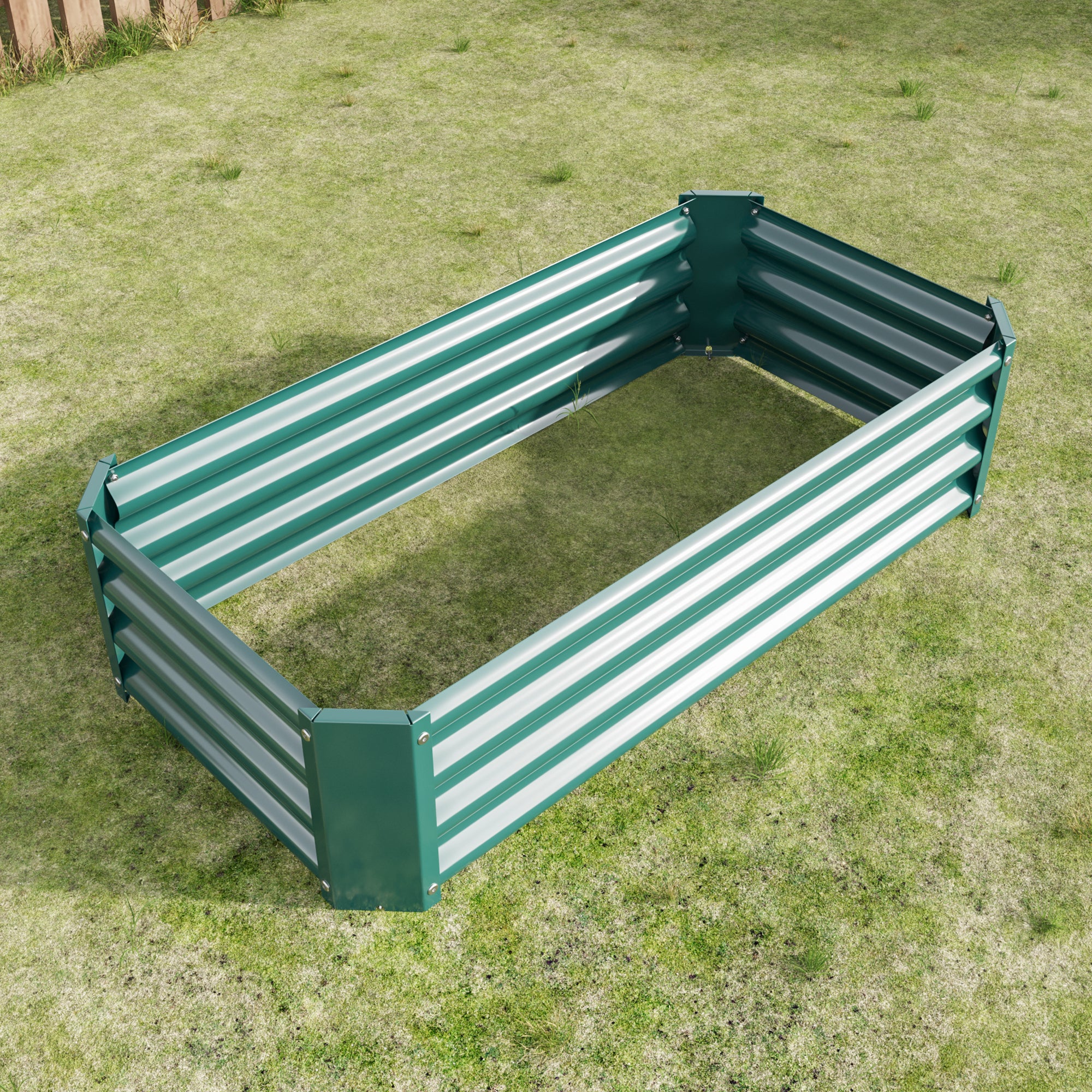 Metal Raised Garden Bed, Rectangle Raised Planter 4×2×1ft  for Flowers Plants, Vegetables Herb Veezyo Green