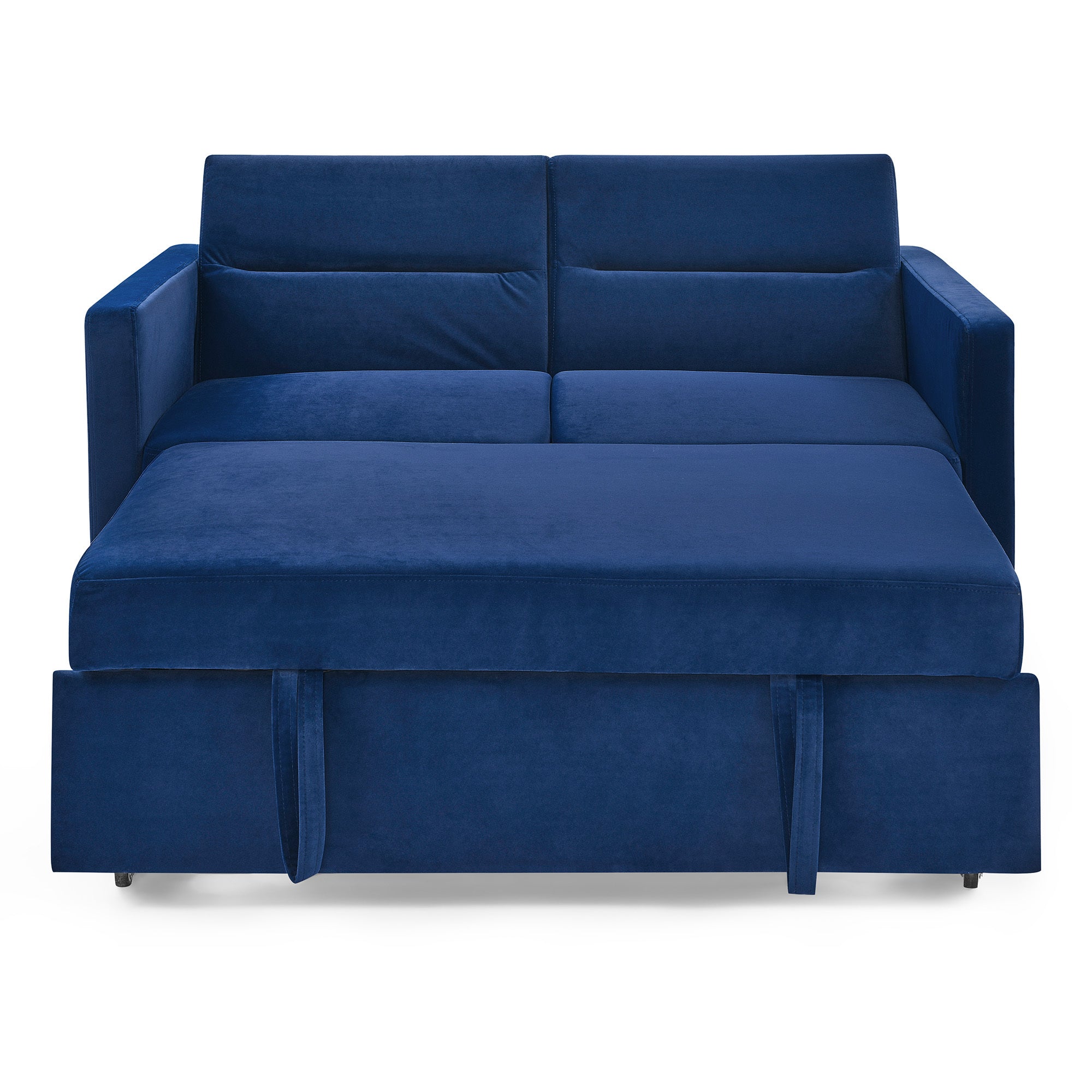 Loveseats Sofa Bed with Pull-out Bed,Adjsutable Back and Two Arm Pocket,Blue (54.5"x33"x31.5")