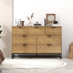 Modern 7 Drawer Dresser Wood Cabinet (Walnut)