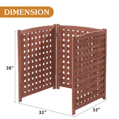 Brown Cedar AC Fence Screen – 3-Panel Privacy Enclosure for AC & Trash (32"W x 38"H)
