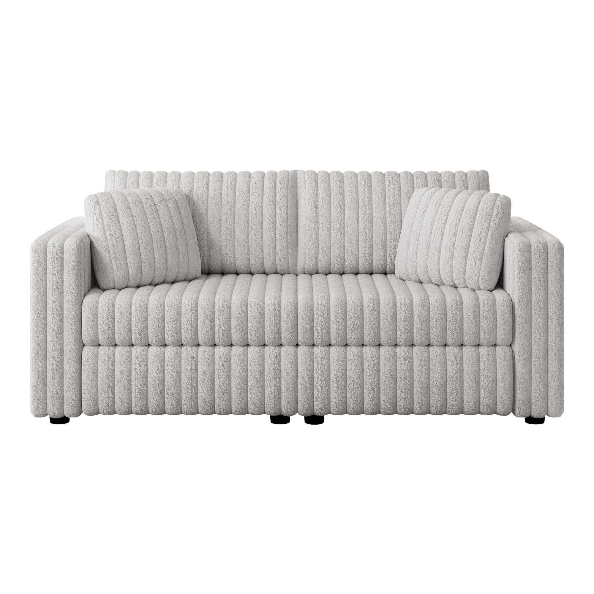 75.6" Soft Rabbit Plush Modular 2-person Sofa - Highly Comfortable with Distinctive Design. Perfect for Bedroom & Living Room. Light gray. Modern & Plush Furniture Choice.