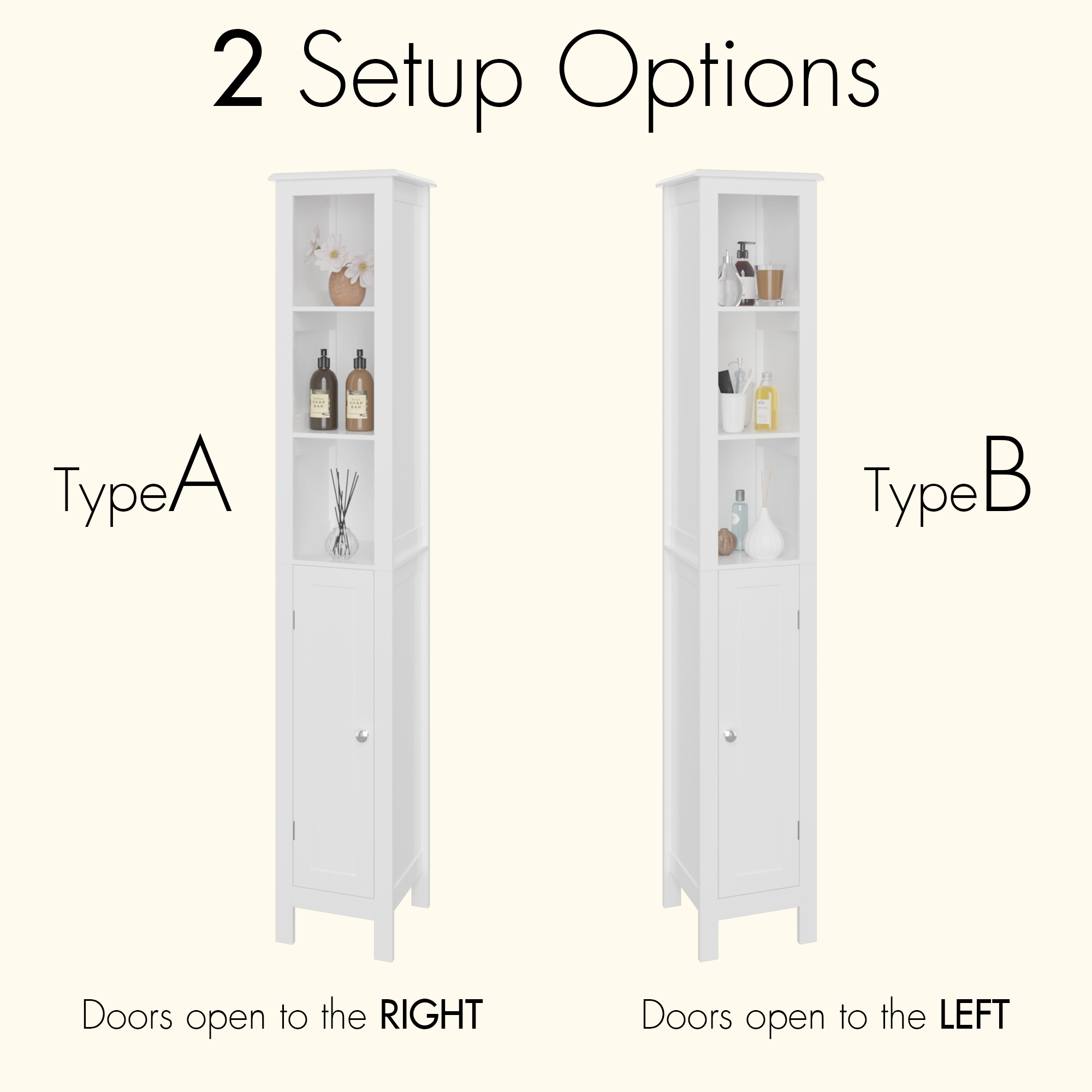 66.92" Tall Bathroom Storage Cabinet with Adjustable Shelves,Slim 1 Doors Freestanding Cabinet with Anti-Tip, Open compartments, for Home, Small Spaces, Bathroom,Kitchen, Living Room, White