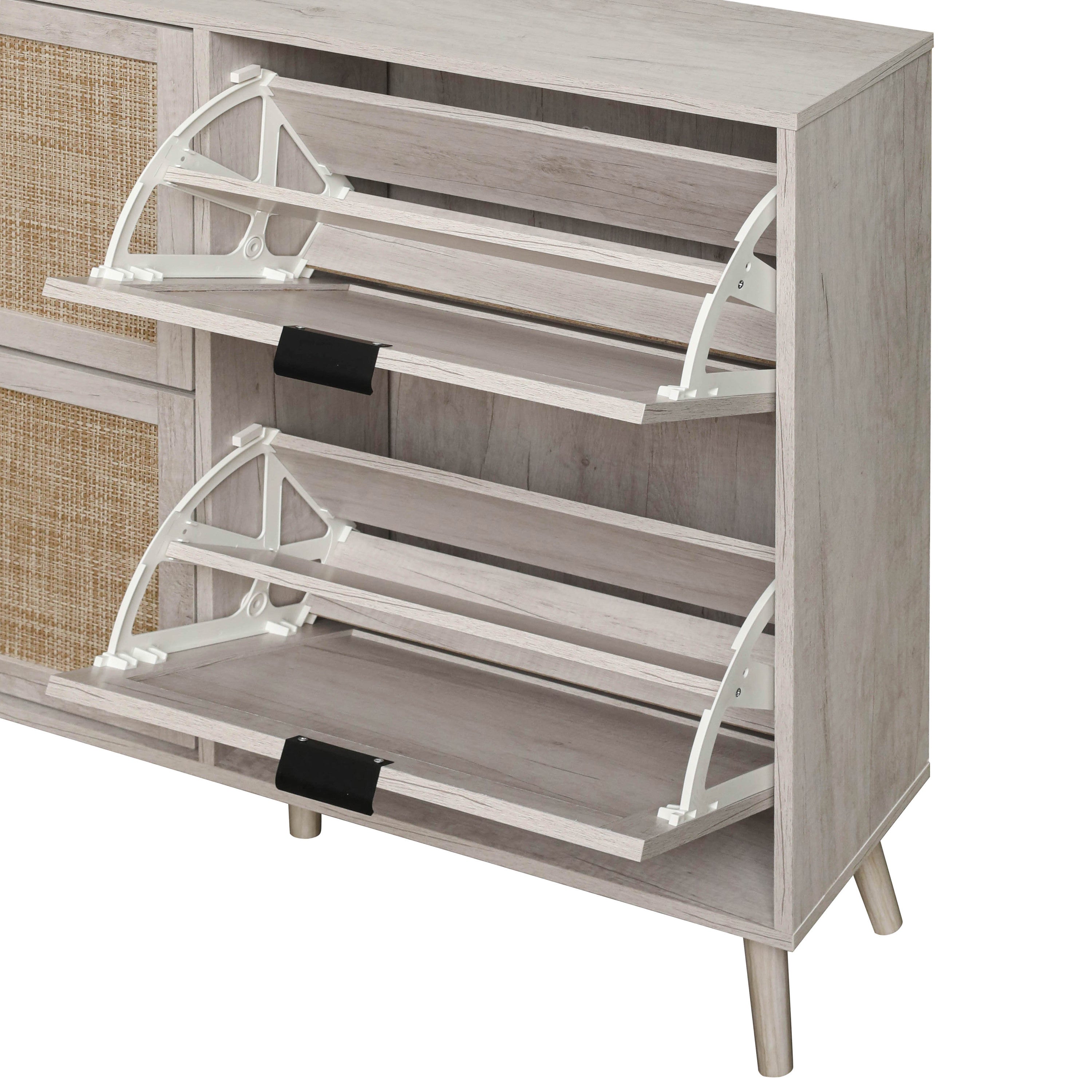 4 Door Shoe Rack, Freestanding Modern Shoe Storage Cabinet, for Entryway