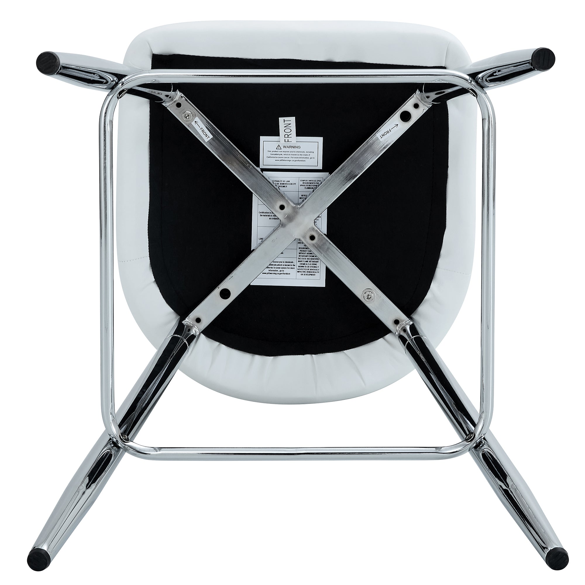 Modern White PU Bar Stool Set of 2 - Sleek Silver Metal Legs with Cross Reinforcement