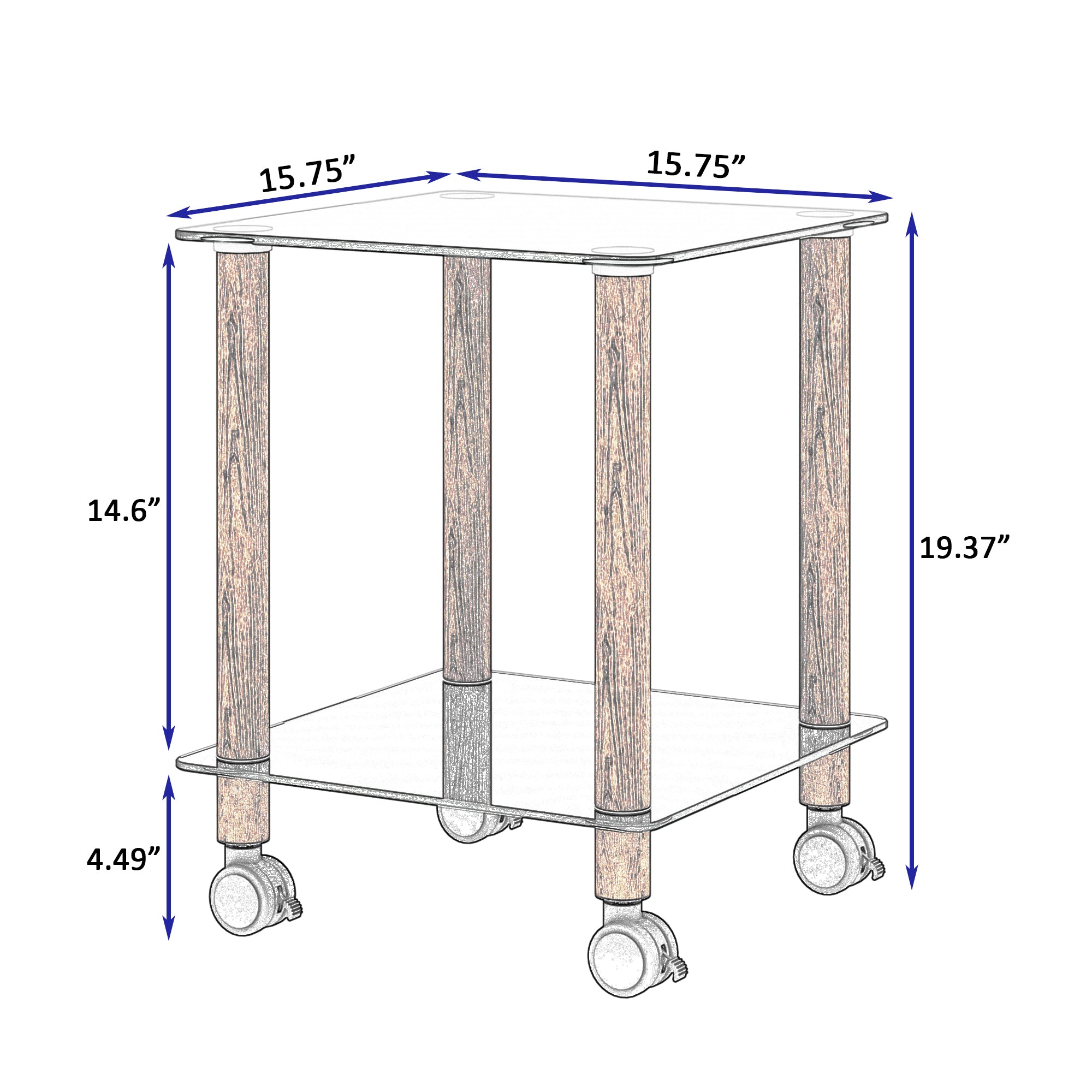 1-Piece Black + Walnut Side Table , 2-Tier Space End Table ,Modern Night Stand, Sofa table, Side Table with Storage Shelve