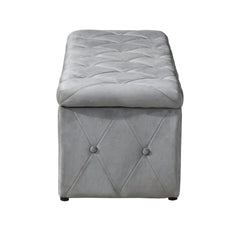 1 Piece Rectangular Storage Ottoman Short velvet with 2 Set Ottomans (Light Gray)