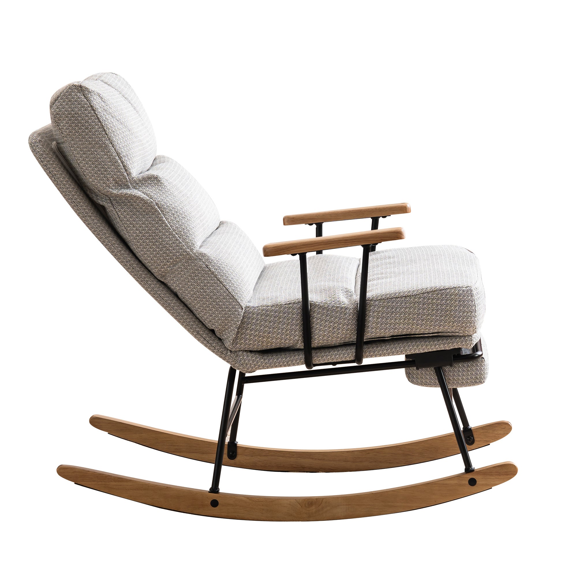 Modern Ice velvet fabric Gliding Rocking Chair with High Back, Retractable Footrest, and Adjustable Back Angle for Nursery, Living Room, and Bedroom