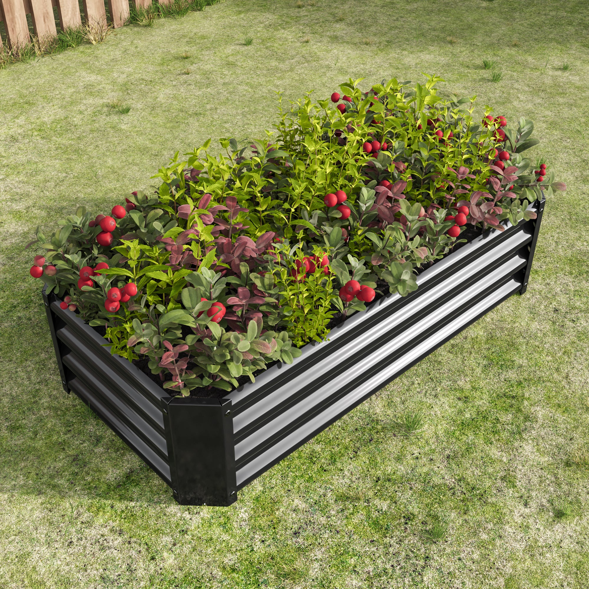 Metal Raised Garden Bed, Rectangle Raised Planter 4×2×1ft  for Flowers Plants, Vegetables Herb Black