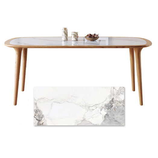 Modern Rectangular Wooden Dining Table –Sintered Stone Top Durable Design for Diningroom fmbs-002