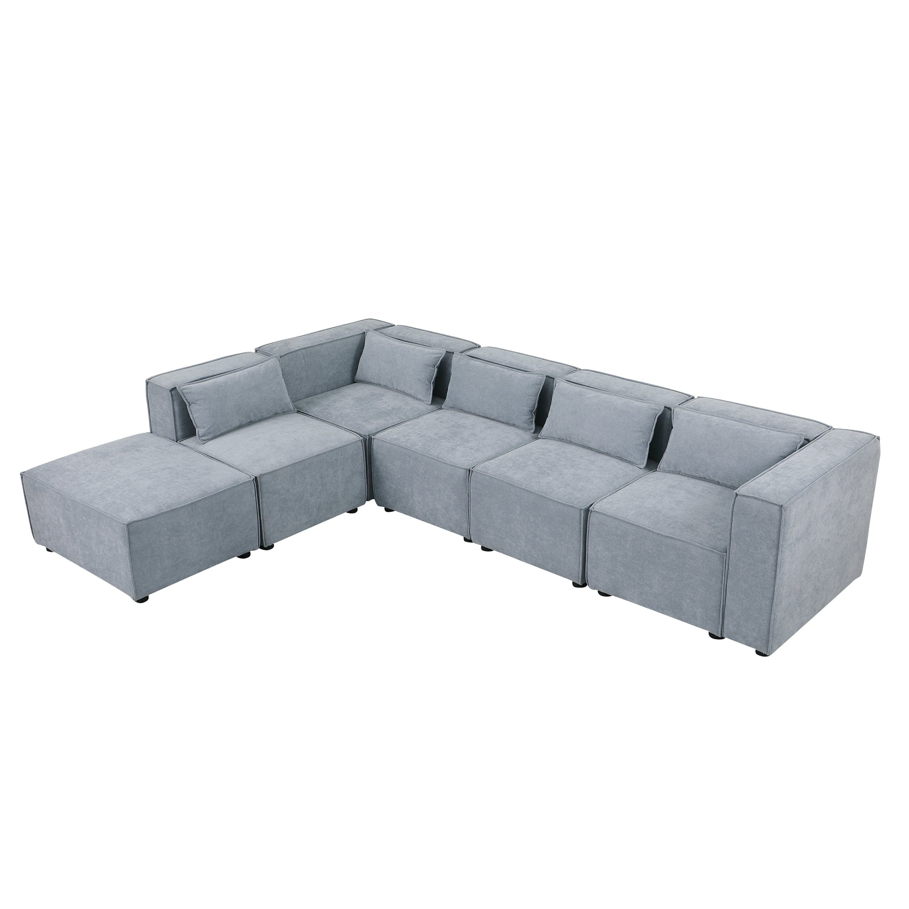 modular sofa Grayish blue  chenille fabric,  simple and grand, the seat and back is very soft. this is also a KNOCK DOWN sofa