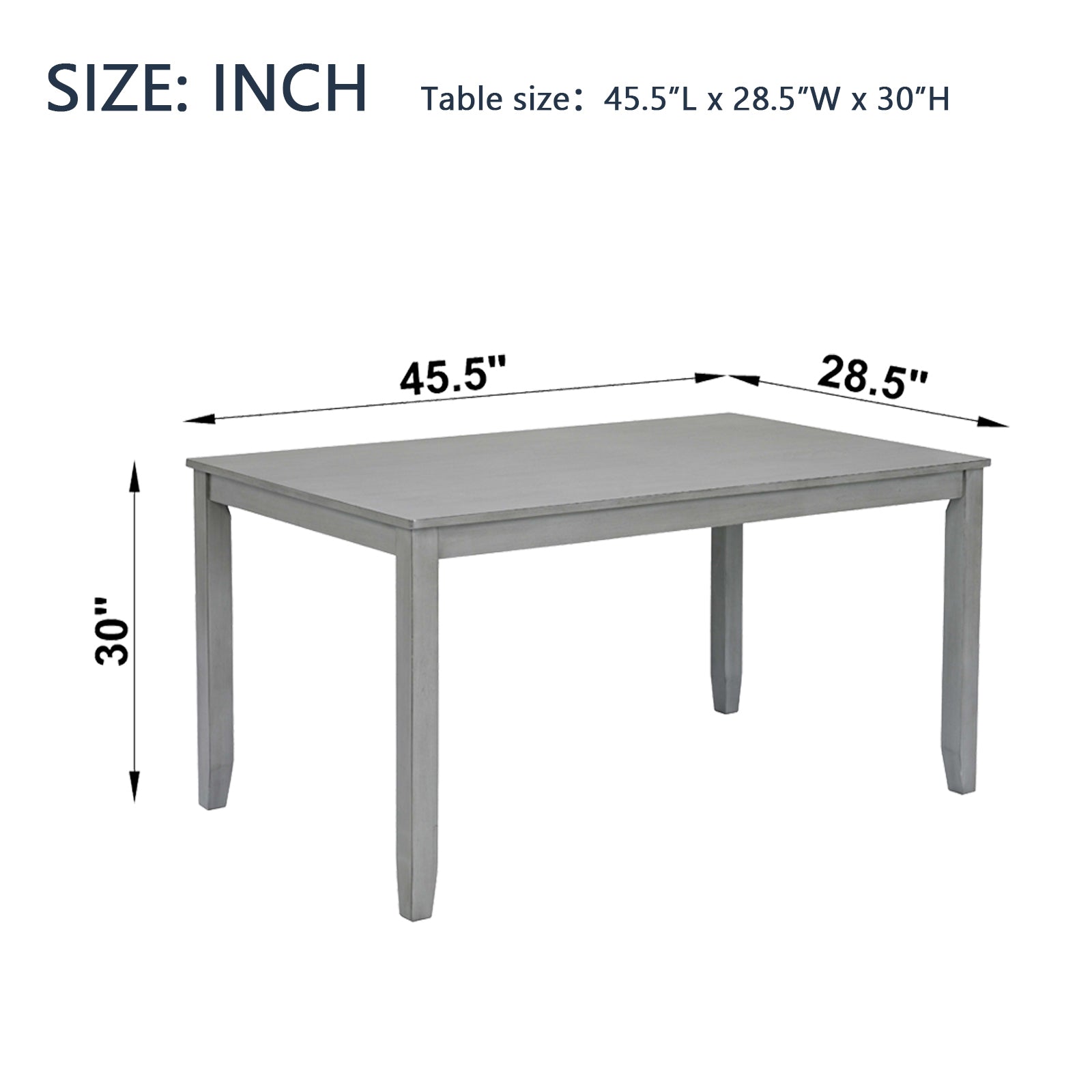 Wooden Dining Rectangular Table, Kitchen Table for Small Space, 4 Person Dining Table, Gray
ONLY THE TABLE