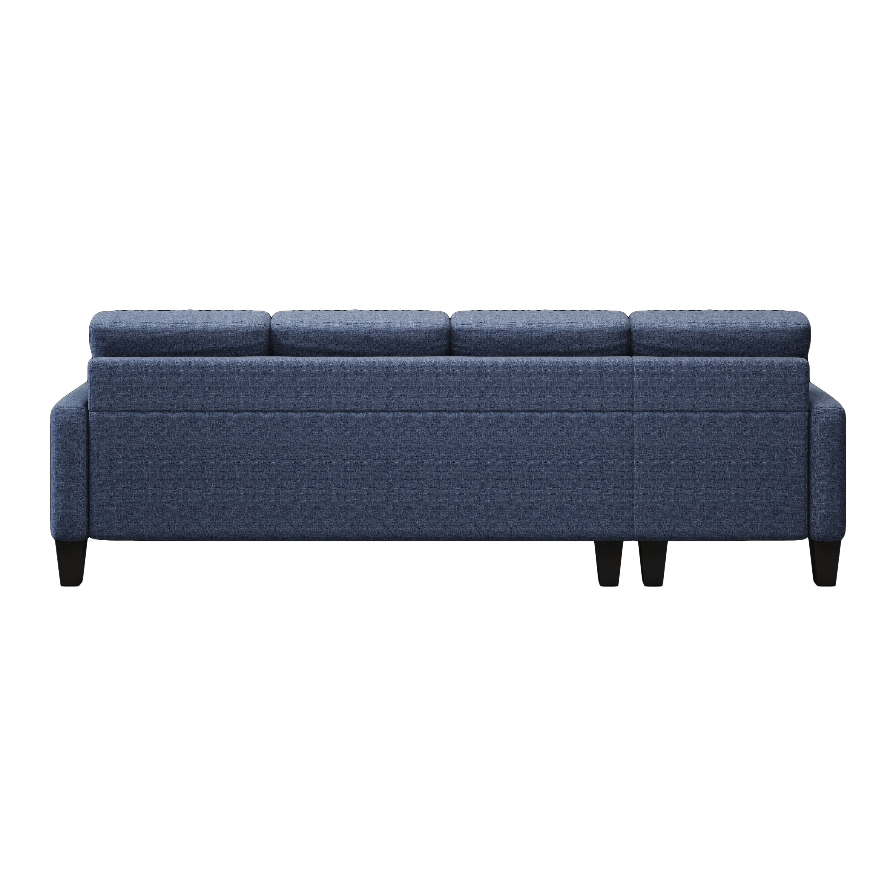 U-Shaped Sofa Coch 4-Seat Sofa with Chaise Polyester Fabric for Living Room Apartment Office (Blue)