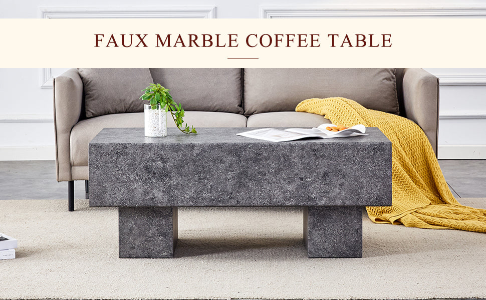 43.3" Rectangular Gray MDF Coffee Table - Practical for Living Rooms