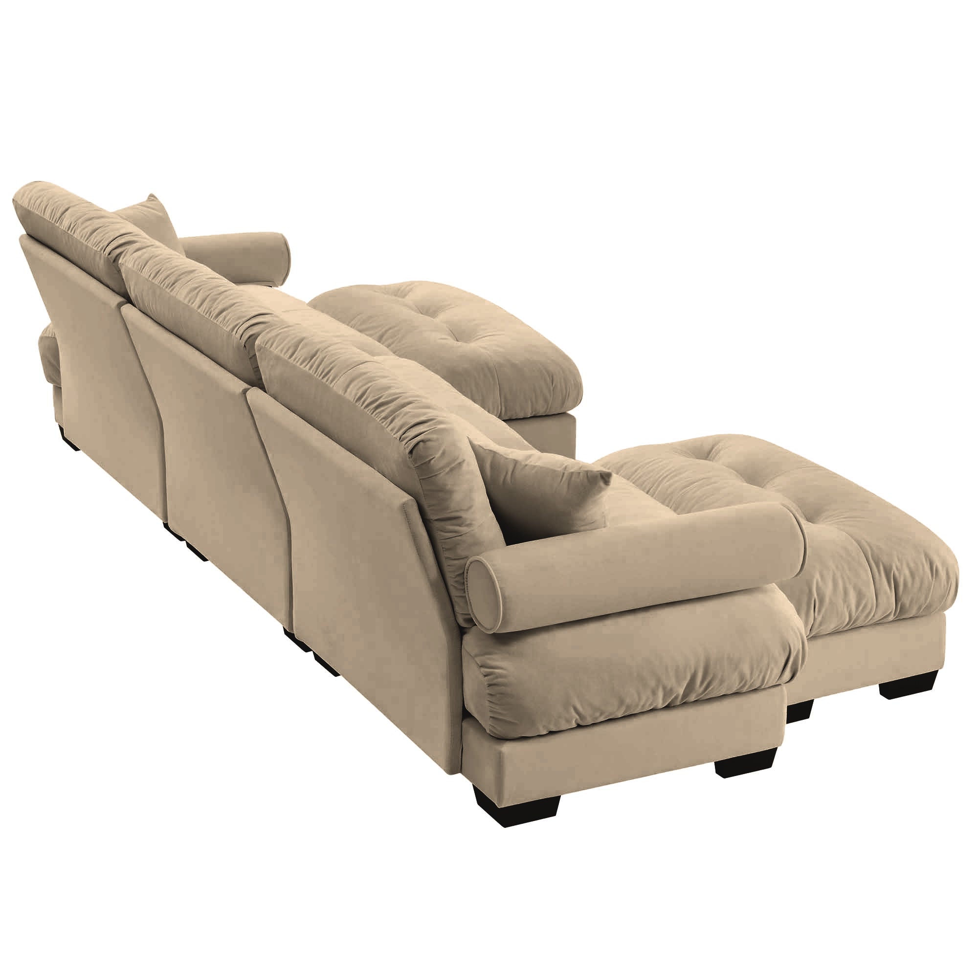 U-Shaped Modular Sectional Sofa with Movable Ottomans, Modern 3-Seater Corner Couch with Pillows and Bolstered Armrests, Camel