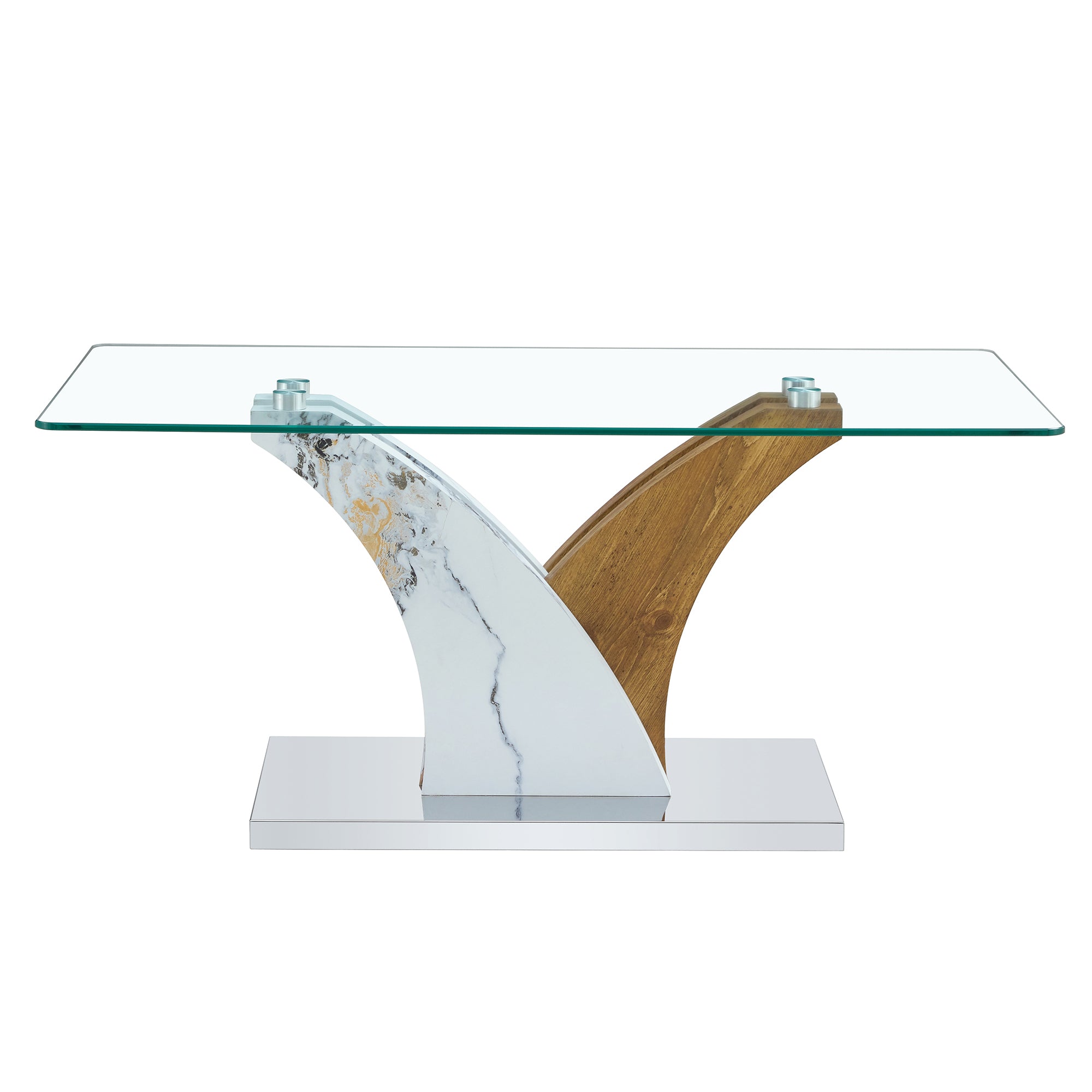 Modern Rectangular Coffee Table with Tempered Glass Top - Ideal for Living Rooms