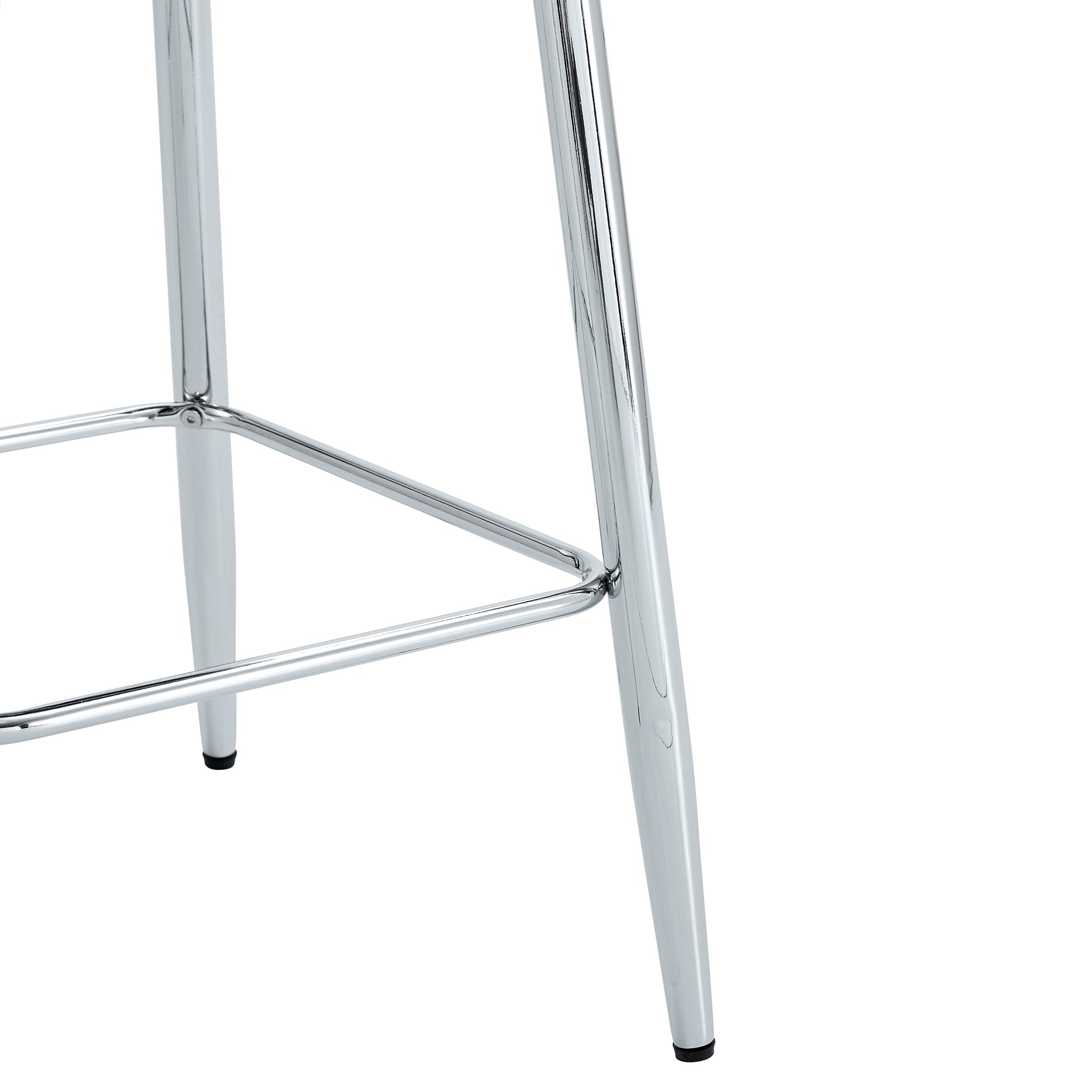 Modern White PU Bar Stool Set of 2 - Sleek Silver Metal Legs with Cross Reinforcement