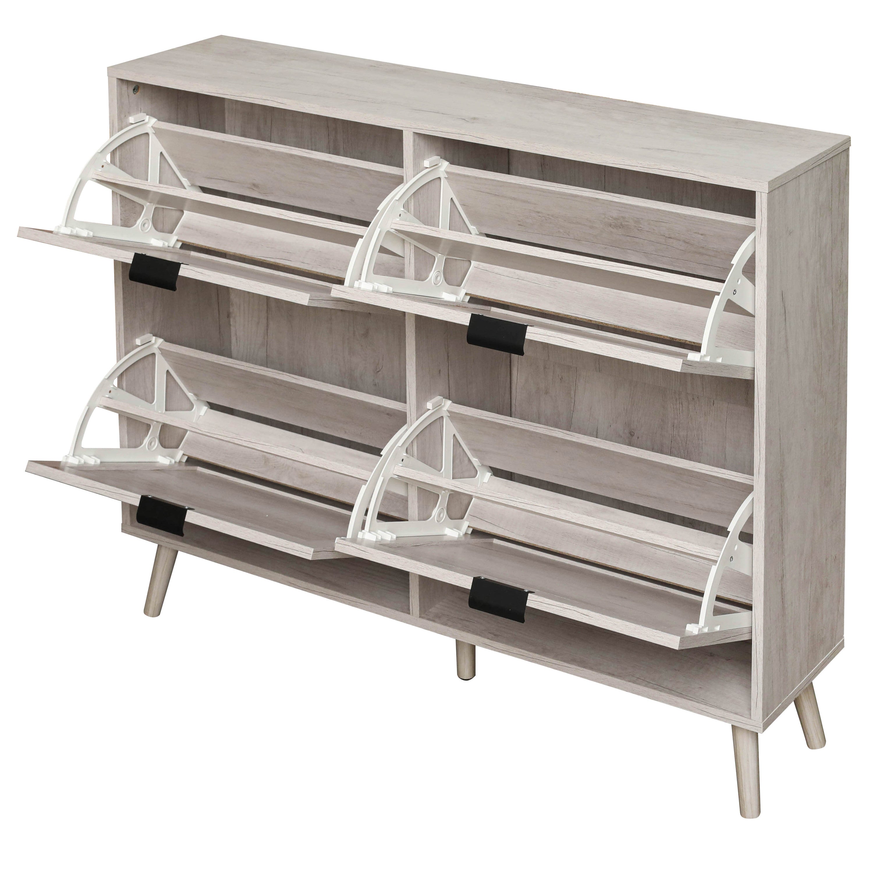 4 Door Shoe Rack, Freestanding Modern Shoe Storage Cabinet, for Entryway