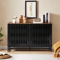 6-Drawer Modern Dresser with Slatted Grille Design and Metal Legs, Durable MDF Construction