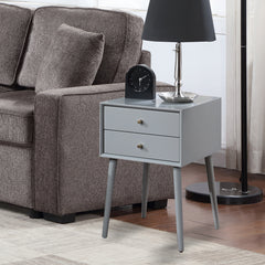 Wood Nightstand with 2-Drawers,Side Table Bedroom Storage Drawer Bedside End Table,Small Side End Table with Storage, Gray