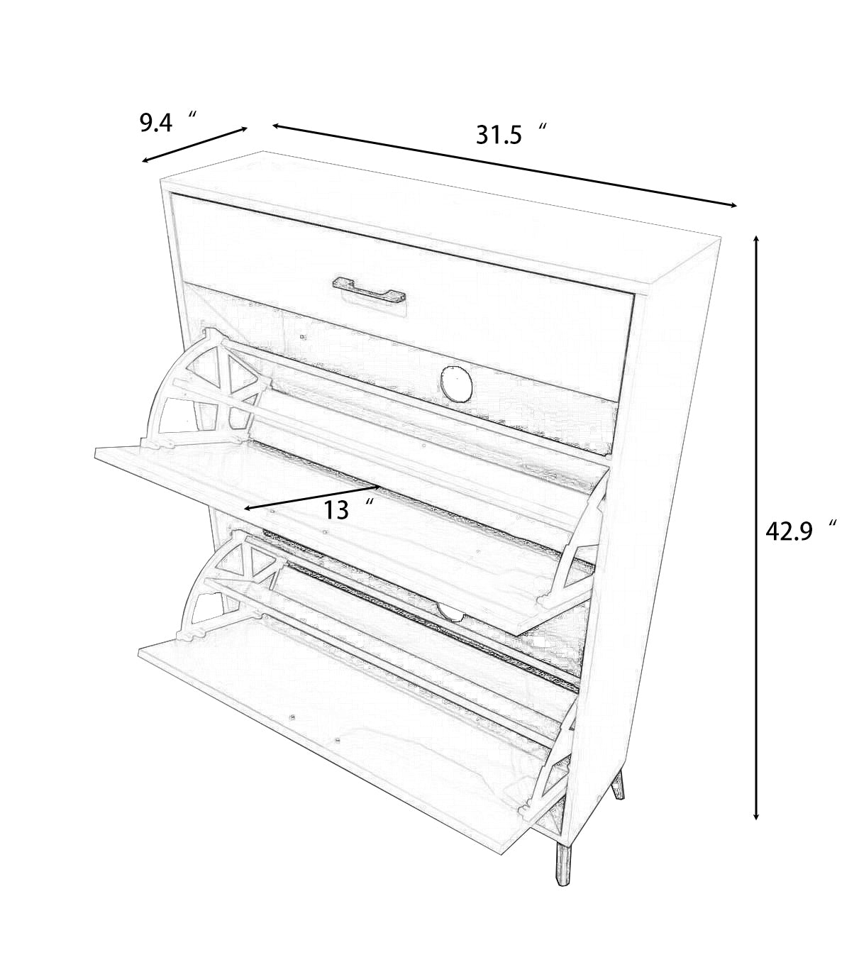 Freestanding Shoe Storage Cabinet with 2 Flip Drawers, Hidden Shoe Organizer for Entryway, Hallway, and Closet, Green