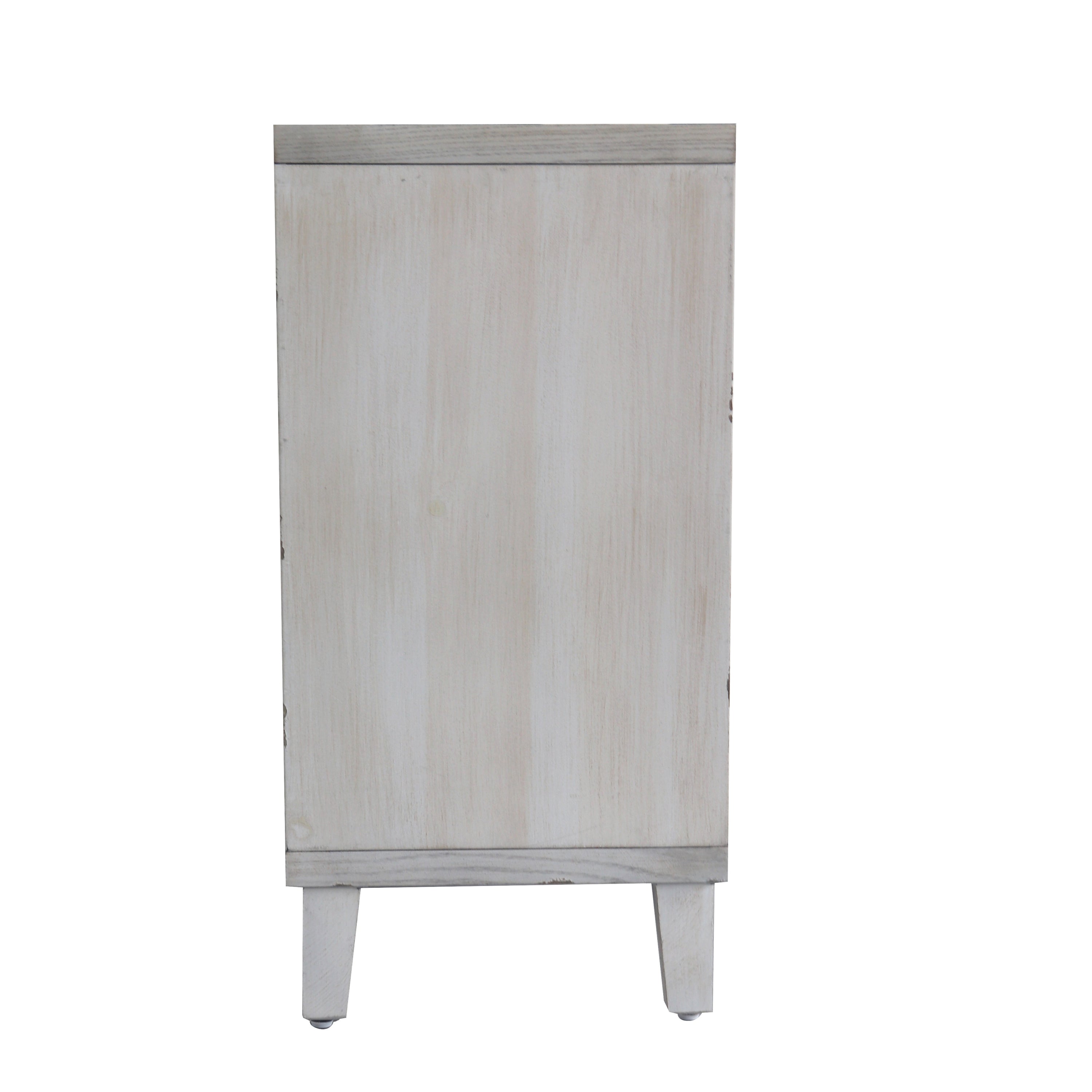 Accent Cabinet 4 Shutter Door Wooden Cabinet Sideboard Buffet Server Cabinet Storage Cabinet, for Living Room, Entryway, Hallway, Office, Kitchen and Dining Room, Distressed White