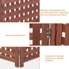 Brown Cedar AC Fence Screen – 3-Panel Privacy Enclosure for AC & Trash (32"W x 38"H)