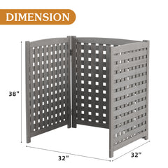 Gray Cedar AC Fence Screen – 3-Panel Privacy Enclosure for AC & Trash (32"W x 38"H)