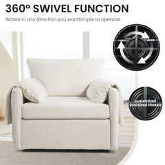 Oversized Swivel Armchair - Modern Swivel Accent Chair & Single Sofa Lounge,Comfortable Seating for Living Room & Bedroom