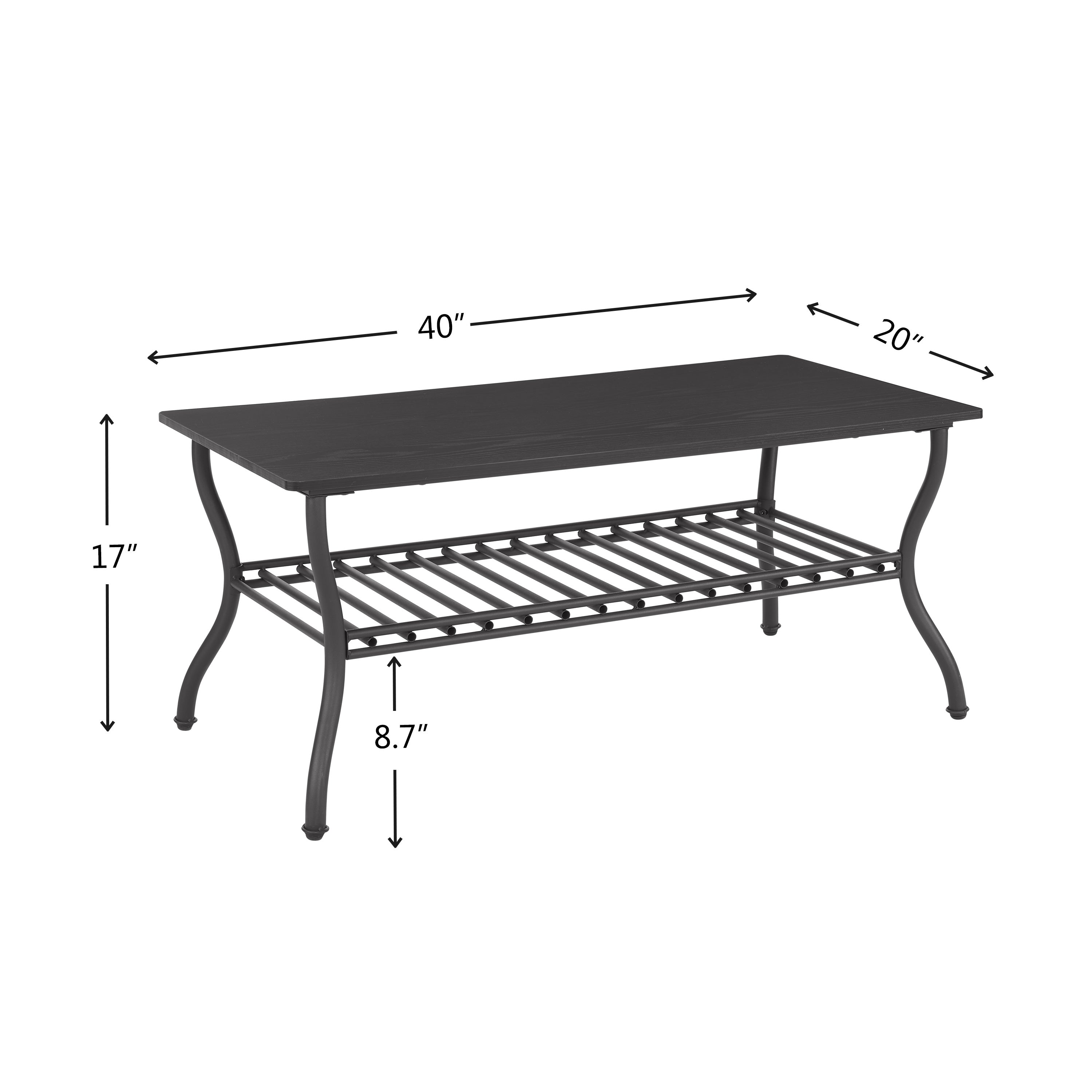Modern 3-Piece Coffee Table Set, Black Retro Design for Living Room